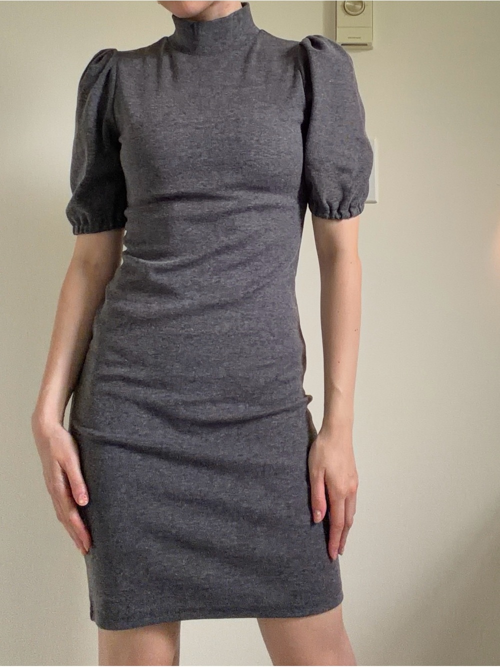 Le Chateau Grey Mockneck Dress